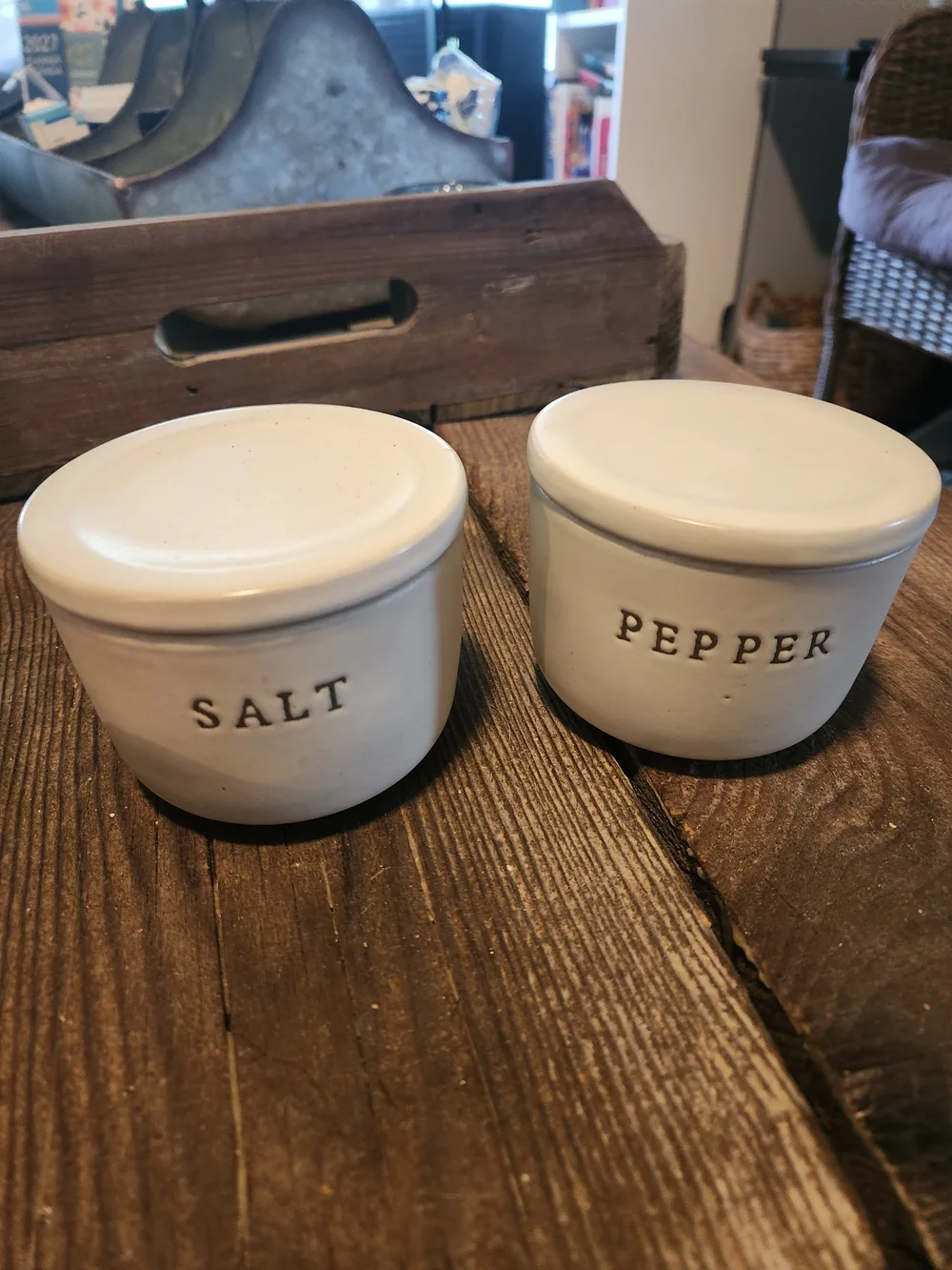 Ceramic Salt & Pepper Canister Set - Cream